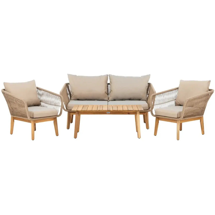 Chania Loungehavesæt med loungesofa, 2 stk. hvilestol og loungebord