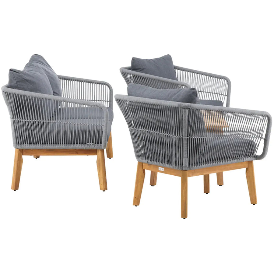 Chania Loungehavesæt med loungesofa, 2 stk. hvilestol og loungebord 5