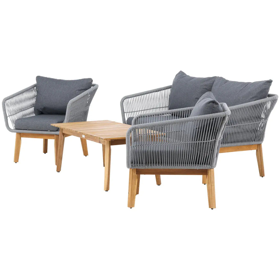 Chania Loungehavesæt med loungesofa, 2 stk. hvilestol og loungebord 4