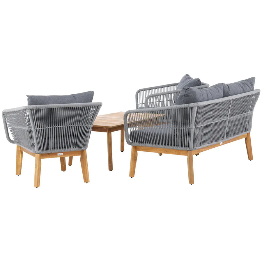 Chania Loungehavesæt med loungesofa, 2 stk. hvilestol og loungebord 9