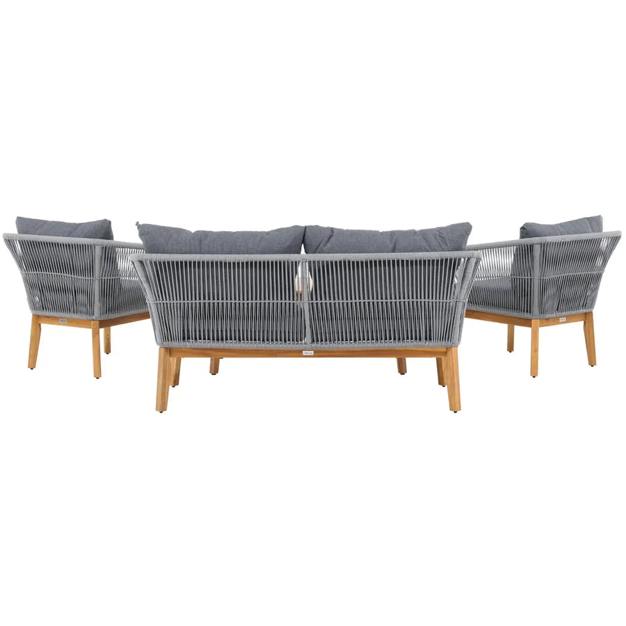 Chania Loungehavesæt med loungesofa, 2 stk. hvilestol og loungebord 3