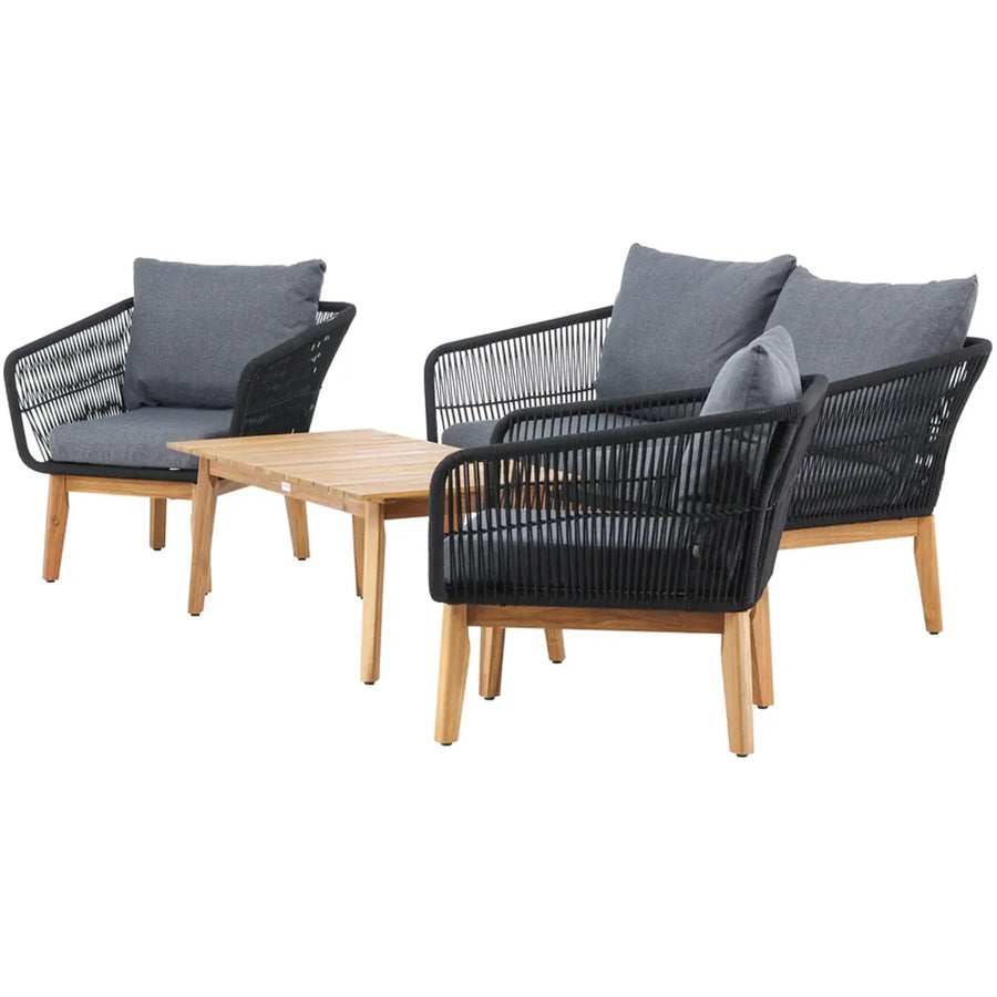 Chania Loungehavesæt med loungesofa, 2 stk. hvilestol og loungebord