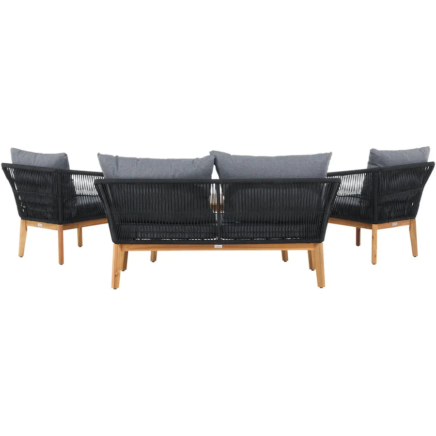 Chania Loungehavesæt med loungesofa, 2 stk. hvilestol og loungebord