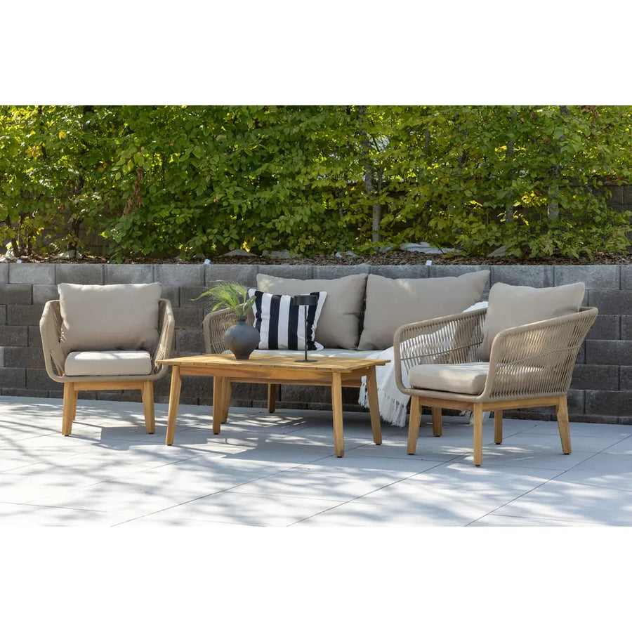 Chania Loungehavesæt med loungesofa, 2 stk. hvilestol og loungebord 13