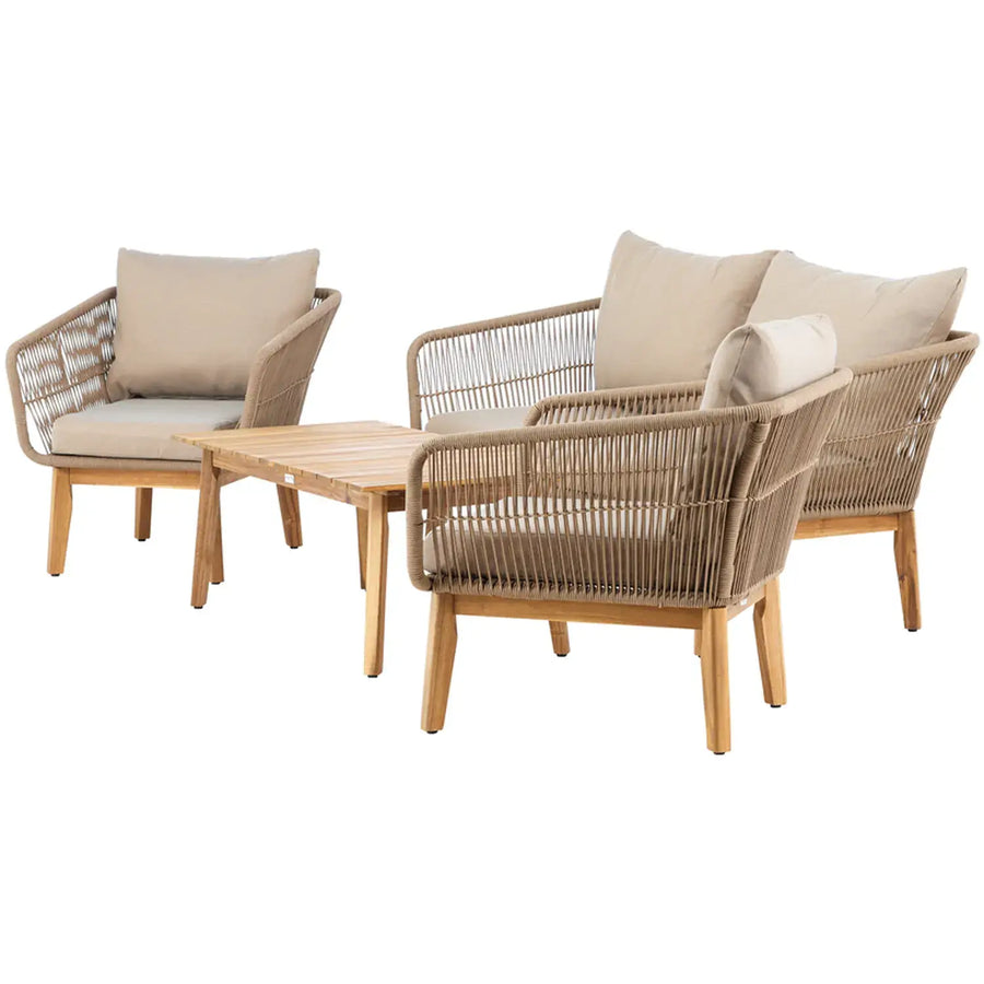 Chania Loungehavesæt med loungesofa, 2 stk. hvilestol og loungebord 2