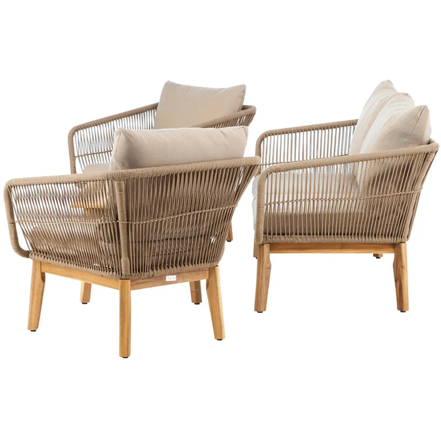 Chania Loungehavesæt med loungesofa, 2 stk. hvilestol og loungebord 3