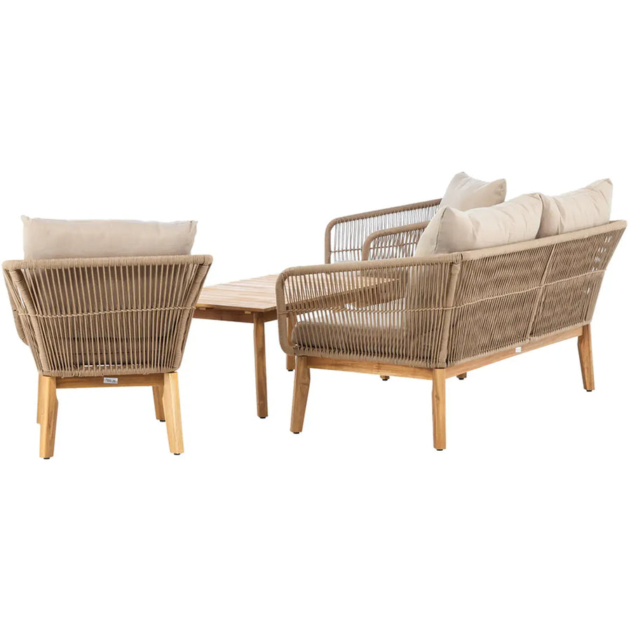 Chania Loungehavesæt med loungesofa, 2 stk. hvilestol og loungebord 8