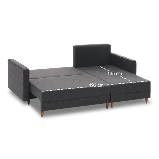 AMIRA Hjørnesofa/Sovesofa Antracit - Komfort & Stil