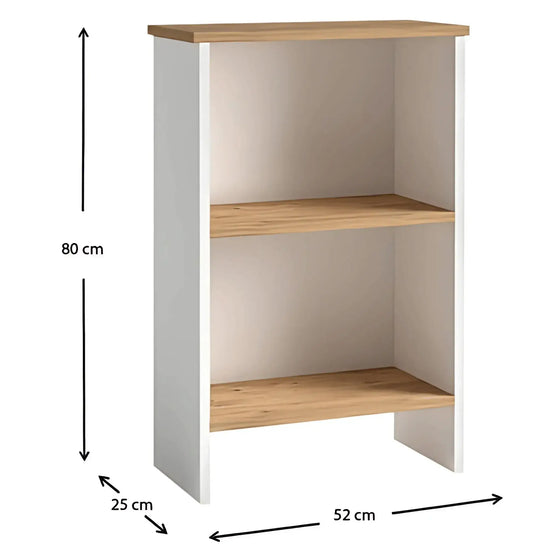 ARES Melamin Bogreol 52x25x80 cm - Hvid og Eg