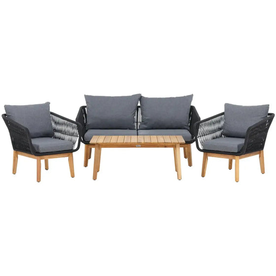 Chania Loungehavesæt med loungesofa, 2 stk. hvilestol og loungebord
