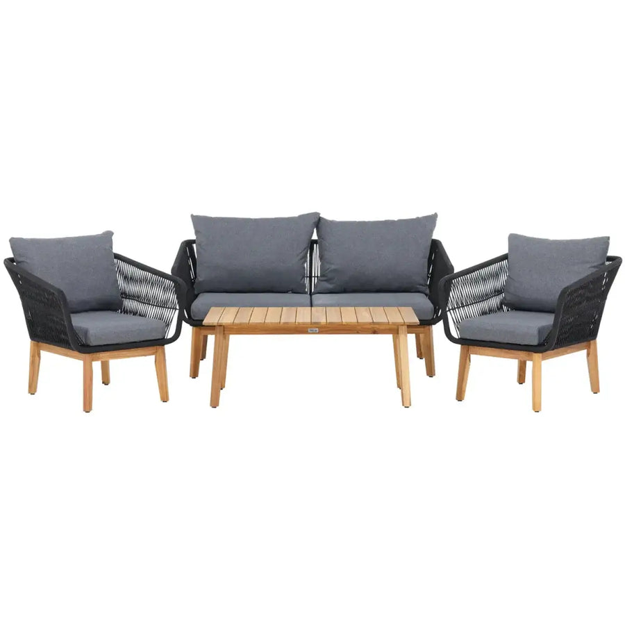 Chania Loungehavesæt med loungesofa, 2 stk. hvilestol og loungebord