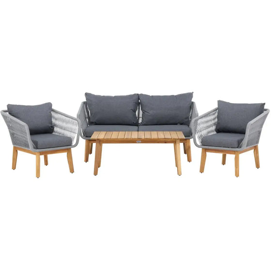 Chania Loungehavesæt med loungesofa, 2 stk. hvilestol og loungebord