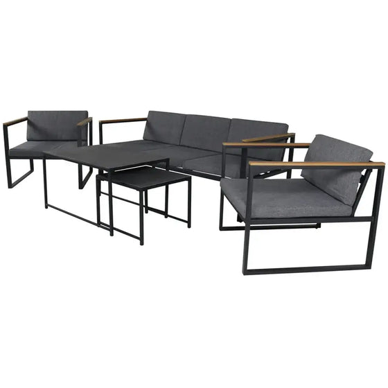 Dakar Loungehavesæt med loungesofa, 2 stk. loungehvilestol og loungebord