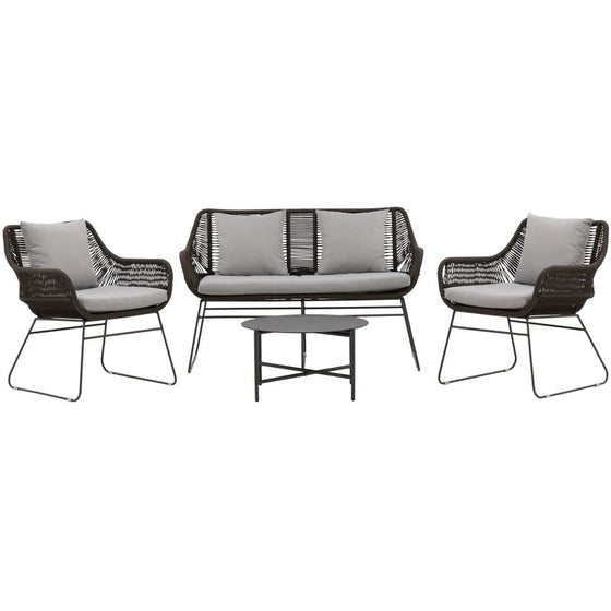 Davao Loungehavesæt med loungesofa, 2 stk. hvilestol og loungebord