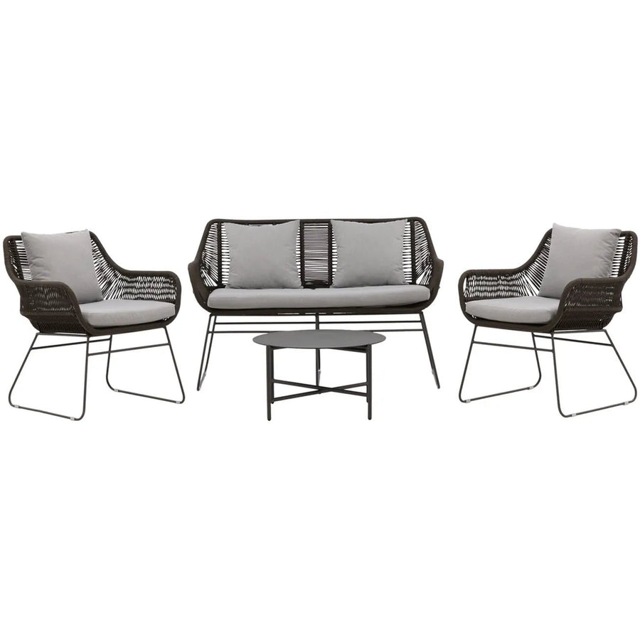 Davao Loungehavesæt med loungesofa, 2 stk. hvilestol og loungebord