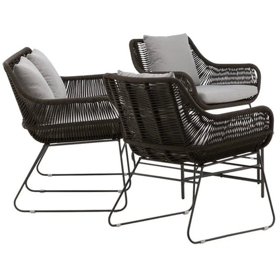 Davao Loungehavesæt med loungesofa, 2 stk. hvilestol og loungebord