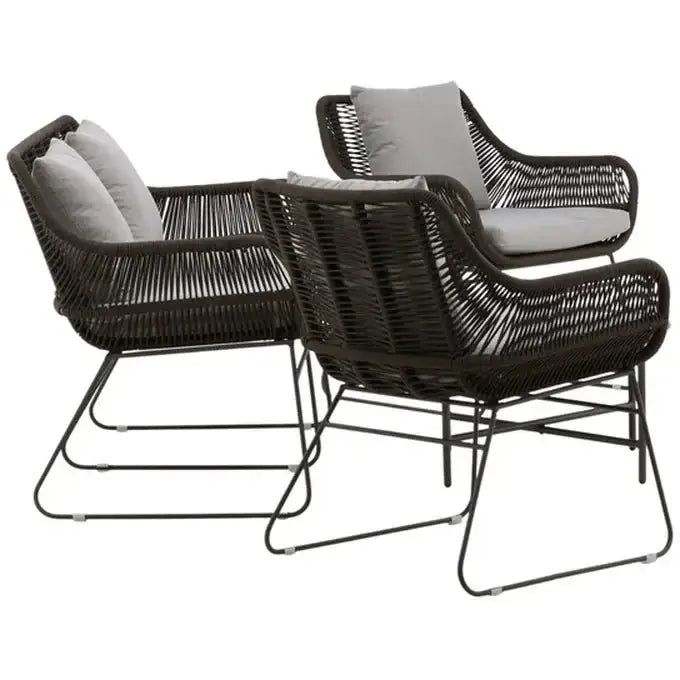 Davao Loungehavesæt med loungesofa, 2 stk. hvilestol og loungebord