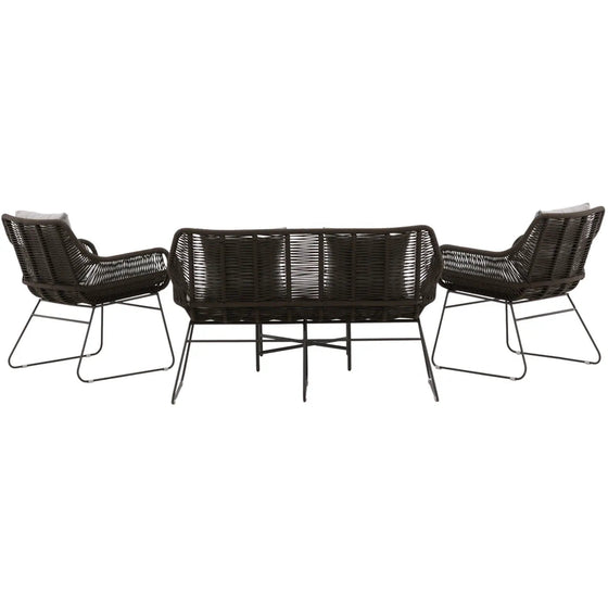 Davao Loungehavesæt med loungesofa, 2 stk. hvilestol og loungebord