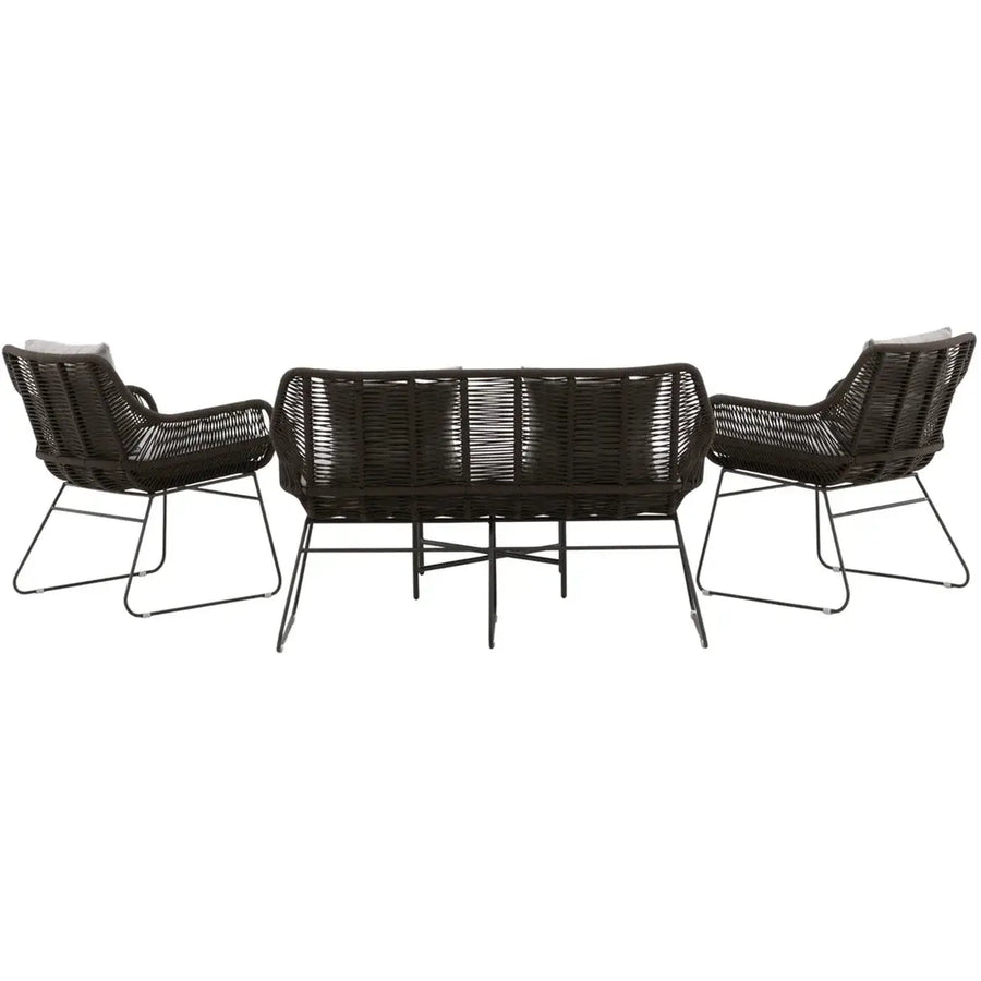 Davao Loungehavesæt med loungesofa, 2 stk. hvilestol og loungebord