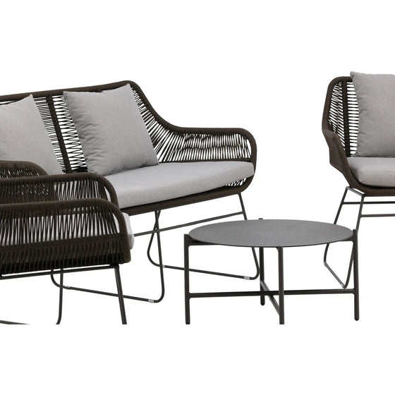 Davao Loungehavesæt med loungesofa, 2 stk. hvilestol og loungebord