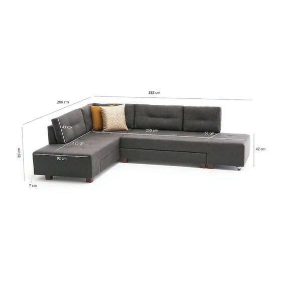 EMILLE Sofa Venstrevendt 280 x 206 x 85 cm