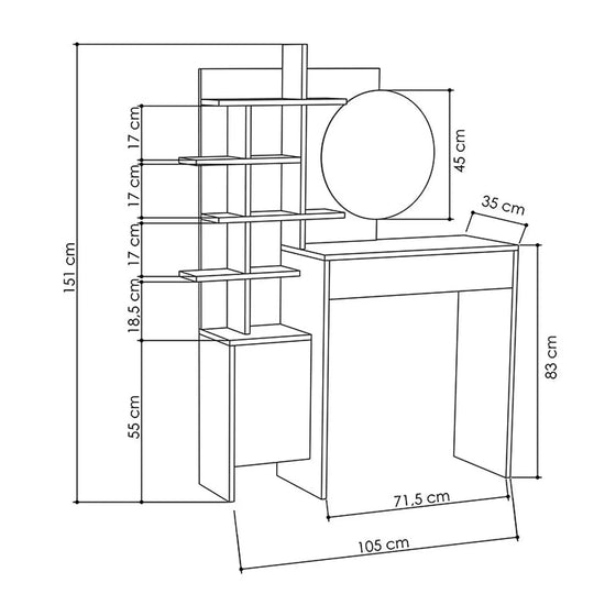 GLAMOUR Toiletbord med Spejl | Hvid Elegance