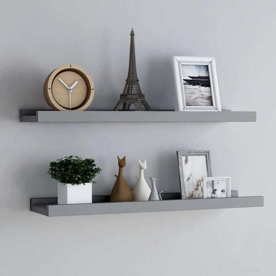 Gallerihylder 2 Stk. 80 x 9 x 3 cm MDF Grå