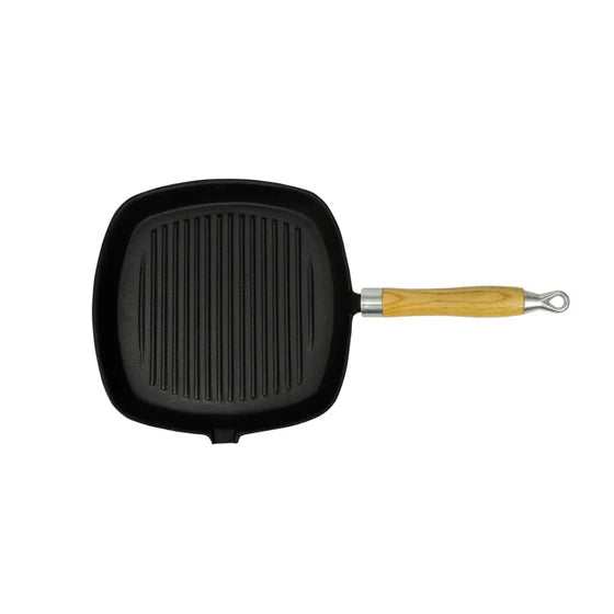 Grillpande i Støbejern Med Træhåndtag 20 x 20 cm