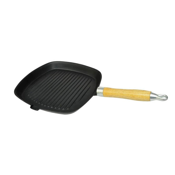 Grillpande i Støbejern Med Træhåndtag 20 x 20 cm