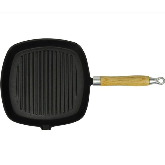 Grillpande i Støbejern Med Træhåndtag 20 x 20 cm