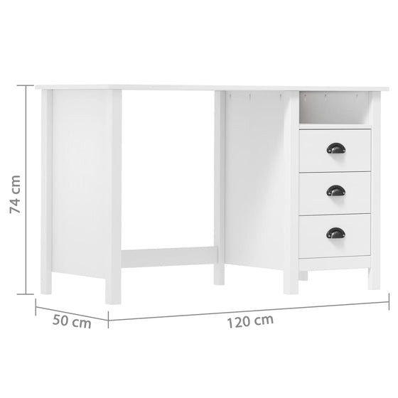 HILL Skrivebord 3 Skuffer 120 x 50 x 74 cm