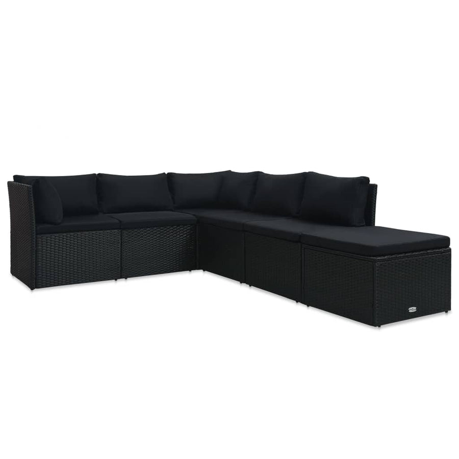 Loungesæt Med Hynder Polyrattan Sort