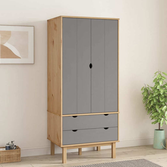 OTTA Tøjskab 76,5 x 53 x 172 cm Brun/Grå