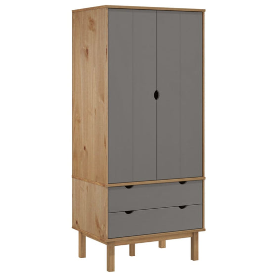 OTTA Tøjskab 76,5 x 53 x 172 cm Brun/Grå