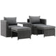 Quad Loungehavesæt med 2 stk. loungehvilestole inkl. fodskamler og loungebord