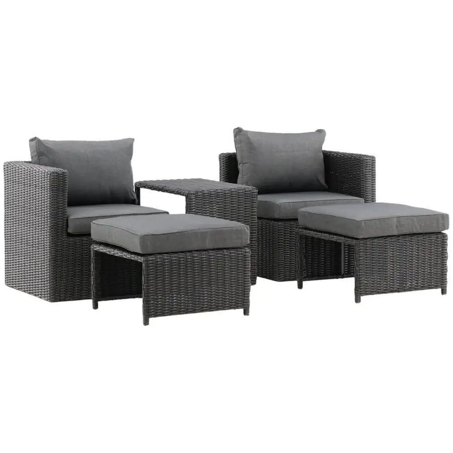 Quad Loungehavesæt med 2 stk. loungehvilestole inkl. fodskamler og loungebord