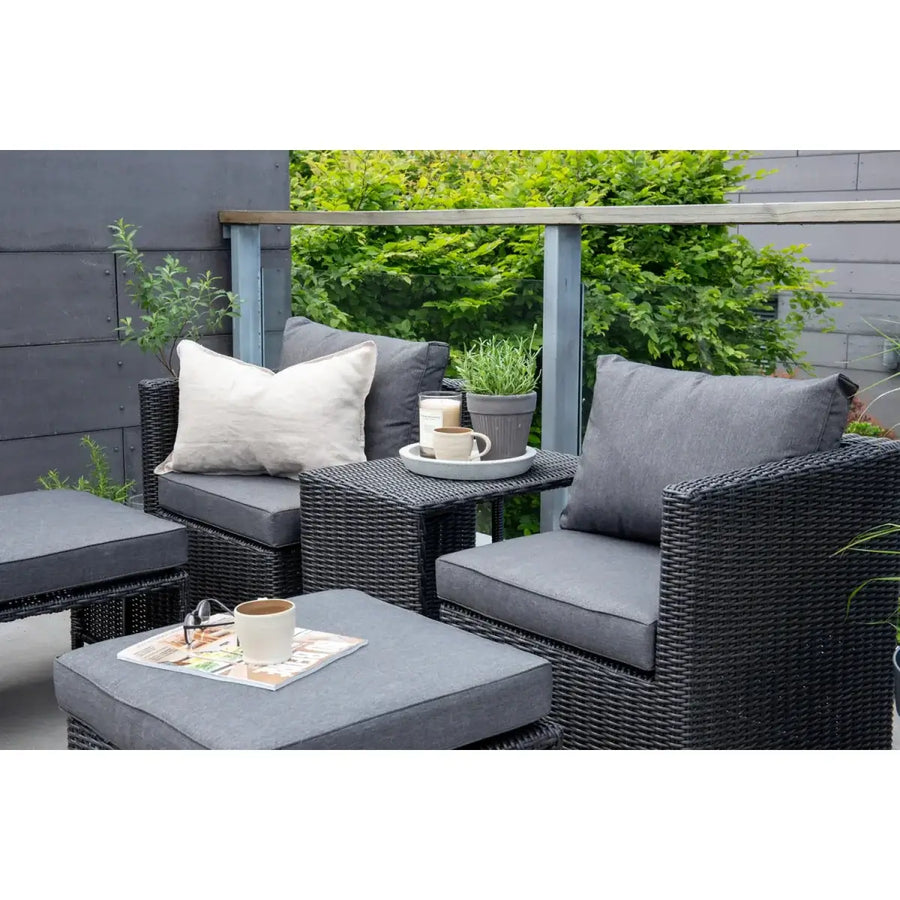 Quad Loungehavesæt med 2 stk. loungehvilestole inkl. fodskamler og loungebord
