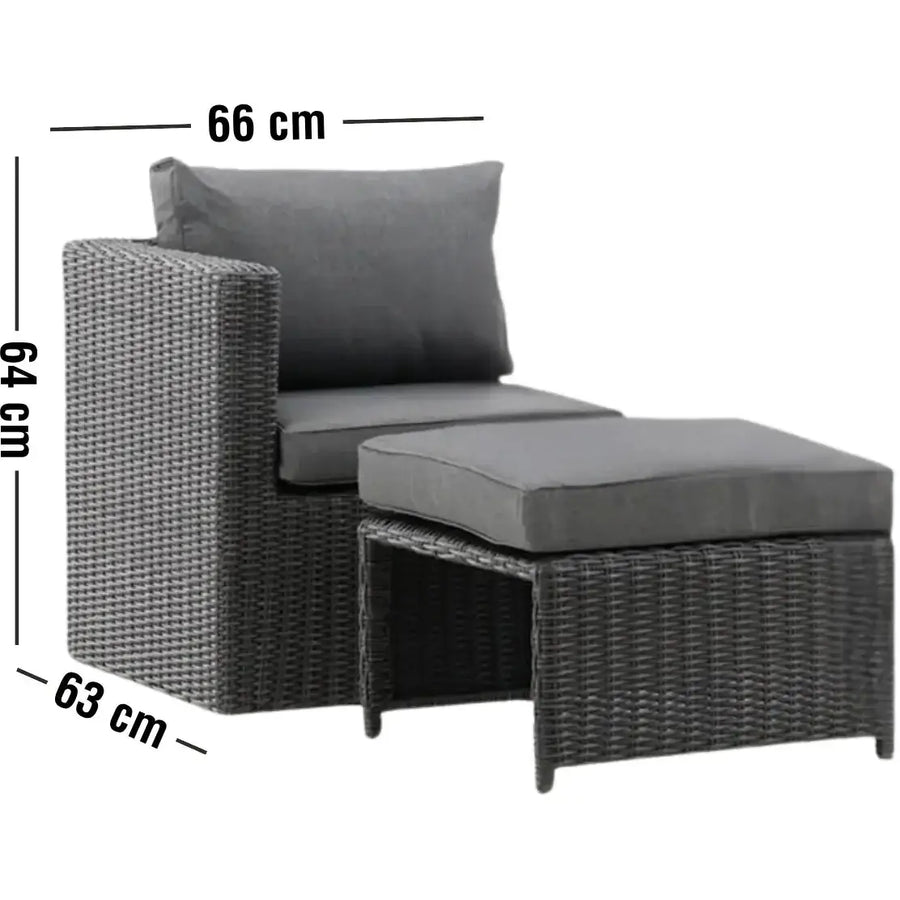 Quad Loungehavesæt med 2 stk. loungehvilestole inkl. fodskamler og loungebord
