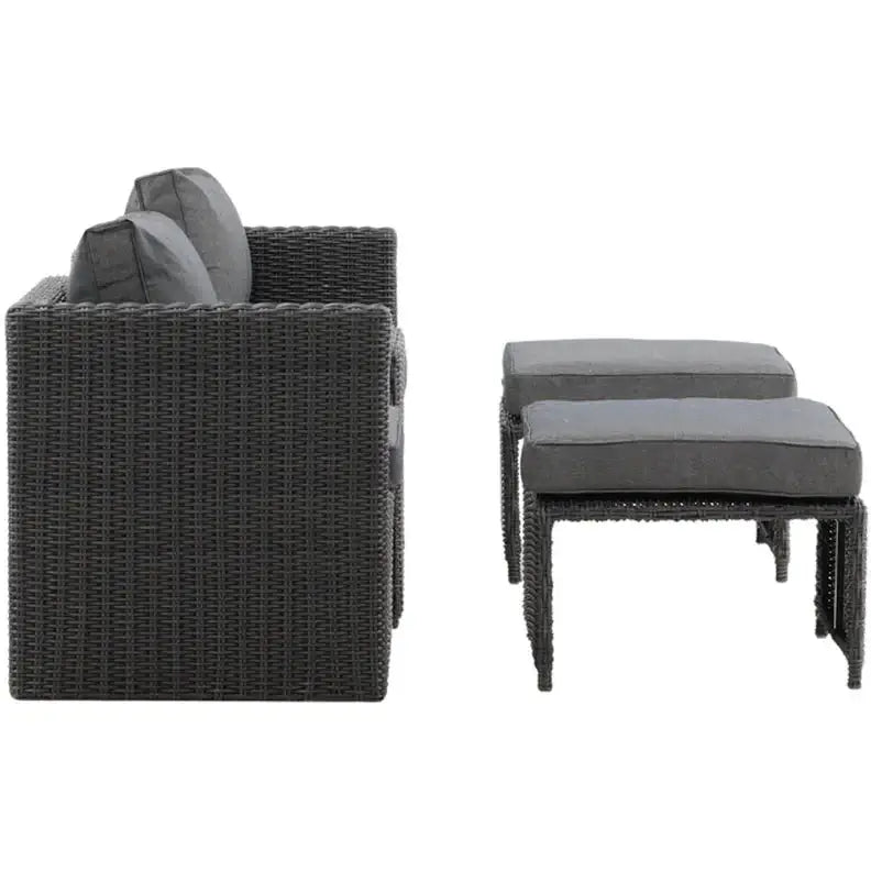 Quad Loungehavesæt med 2 stk. loungehvilestole inkl. fodskamler og loungebord