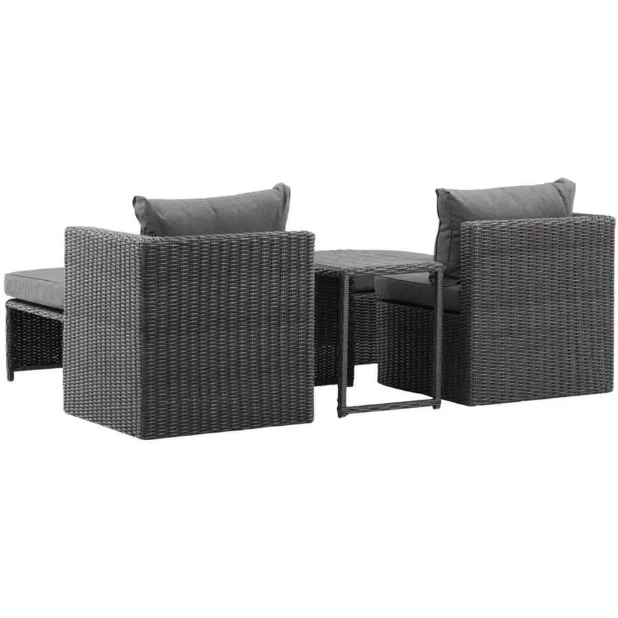 Quad Loungehavesæt med 2 stk. loungehvilestole inkl. fodskamler og loungebord