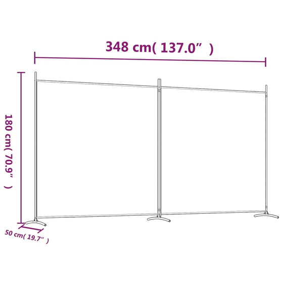 Rumdeler 2-Panels 348 x 180 cm Sort