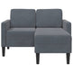 Sofa 2 Pers. Med Chaiselong 125 cm Fløjl Mørkegrå