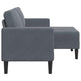 Sofa 2 Pers. Med Chaiselong 125 cm Fløjl Mørkegrå