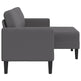 Sofa 2 Pers. Med Chaiselong 125 cm Grå Læder