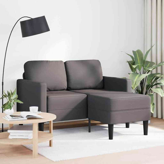 Sofa 2 Pers. Med Chaiselong 125 cm Grå Læder