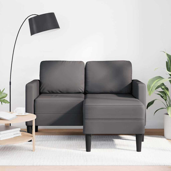 Sofa 2 Pers. Med Chaiselong 125 cm Grå Læder