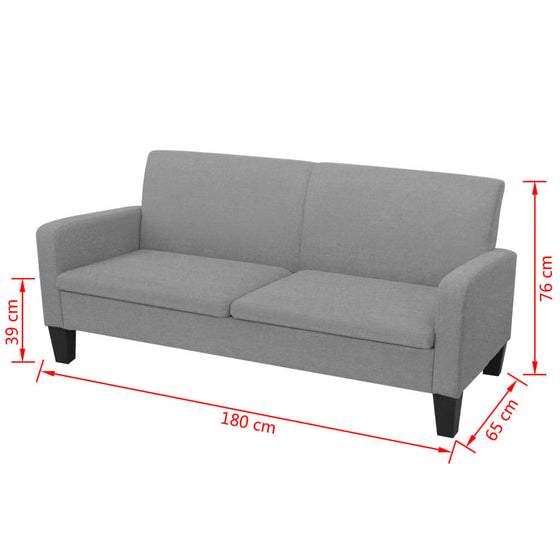 Sofa 3 Pers. 180 x 65 x 76 cm Lysegrå