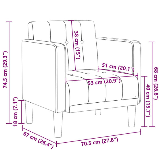 Sofastol Med Armlæn 53 cm Stof Cremefarvet