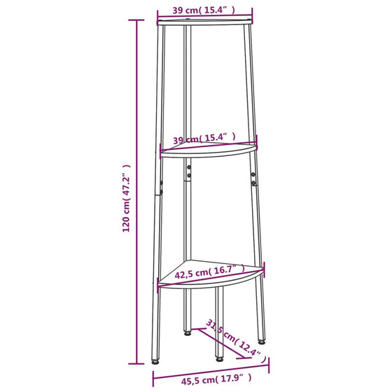 Stigereol Med 3 Hylder 45,5 x 31,5 x 120 cm Lysebrun/Sort