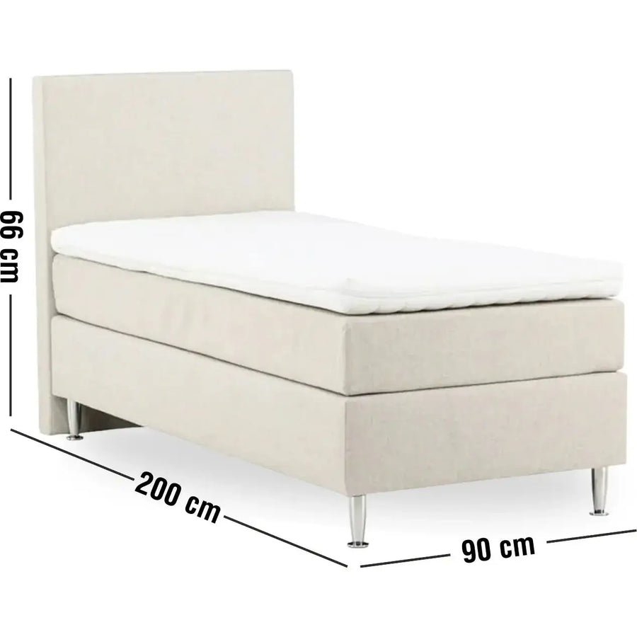 Toledo kontinentalseng beige inkl. topmadras, 90 x 200 cm